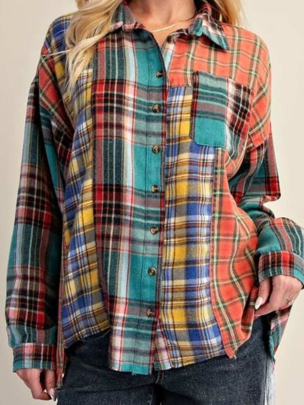 NWT Super Soft Easel Mixed Button Down Shirt - Picture 13 of 16